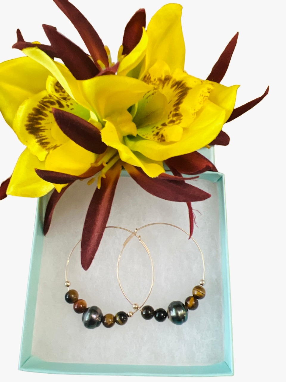 Small Tiger’s Eye Hoops