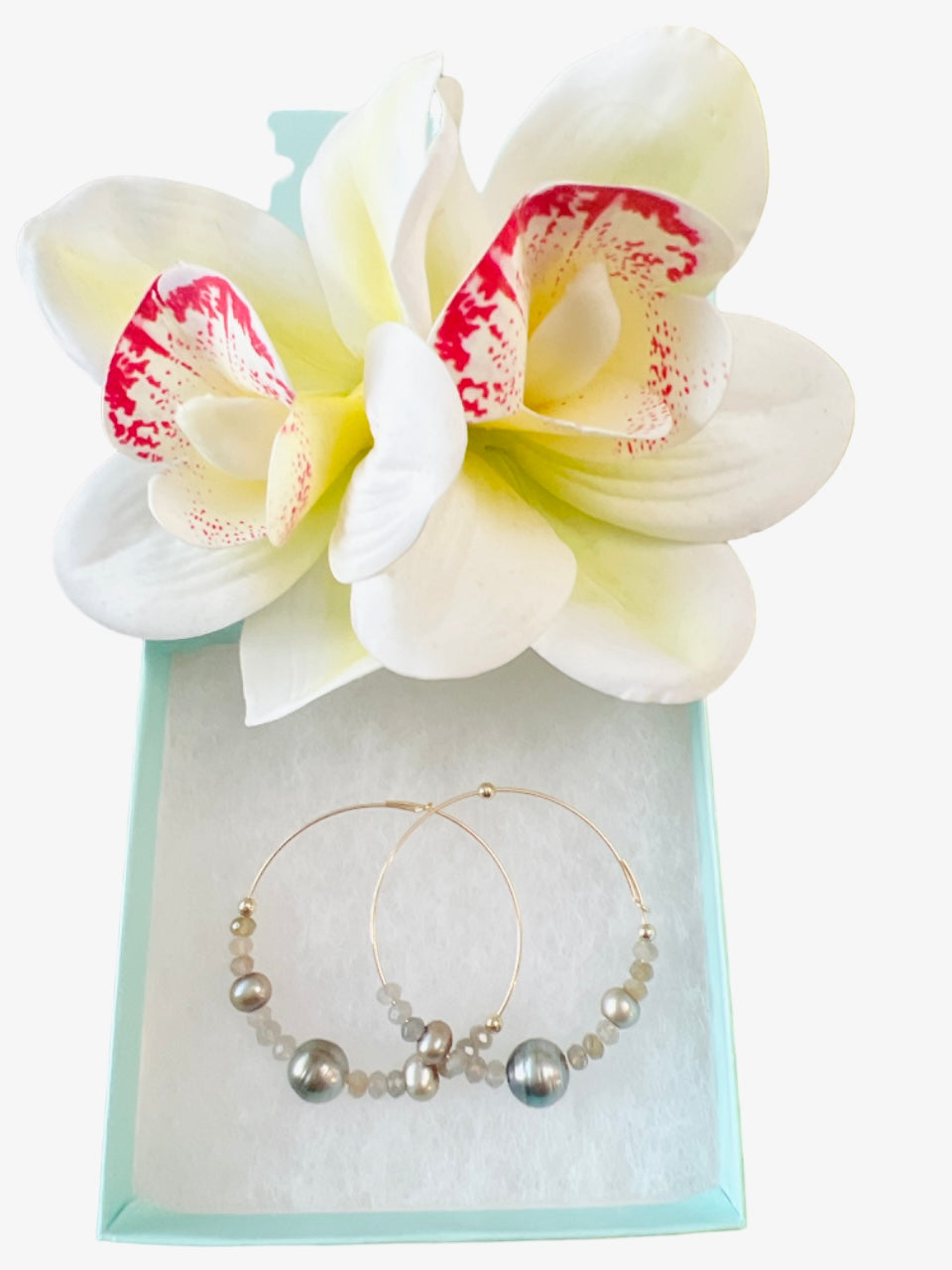 Triple Labradorite Hoops