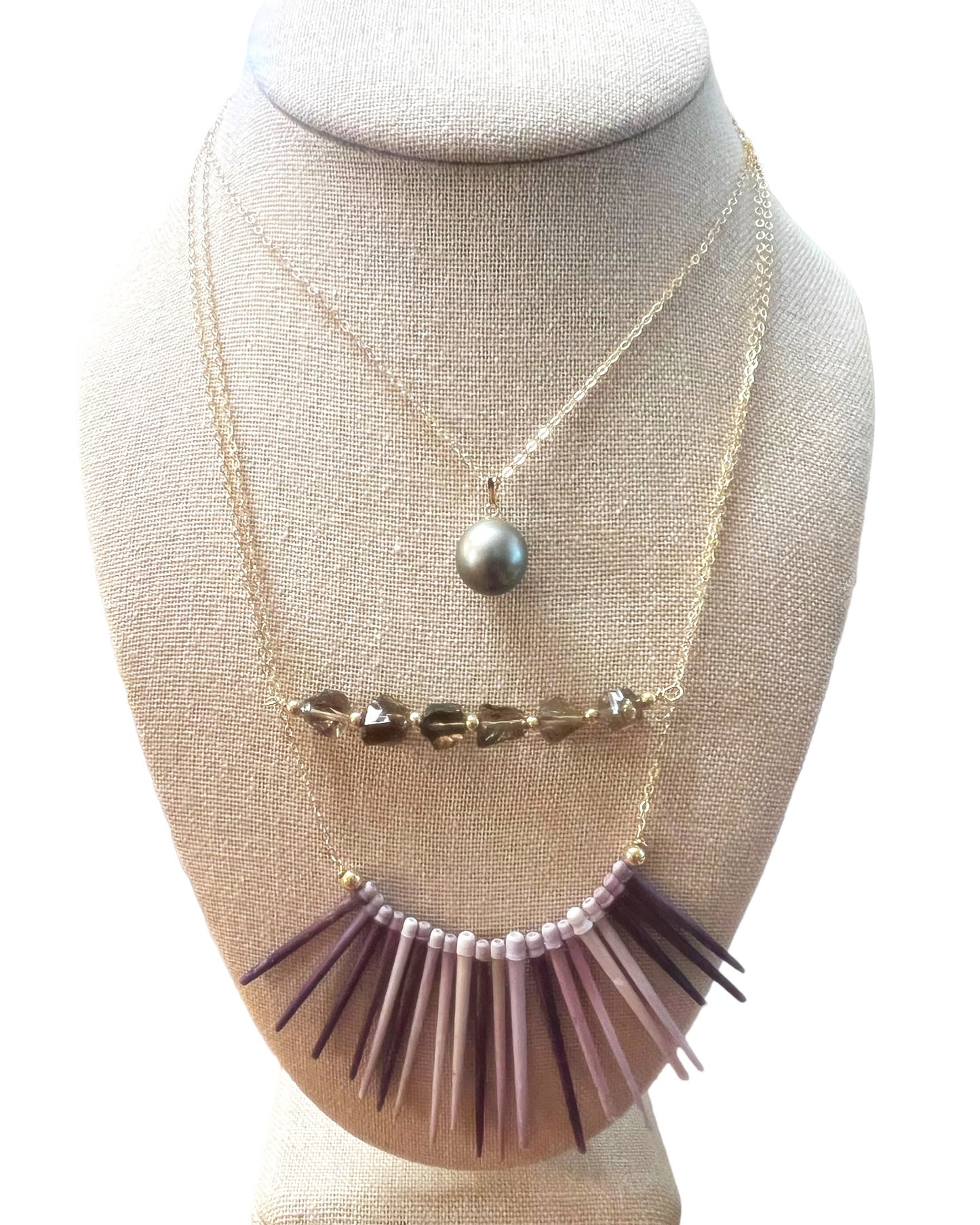 Whiskey Quartz Bar Necklace
