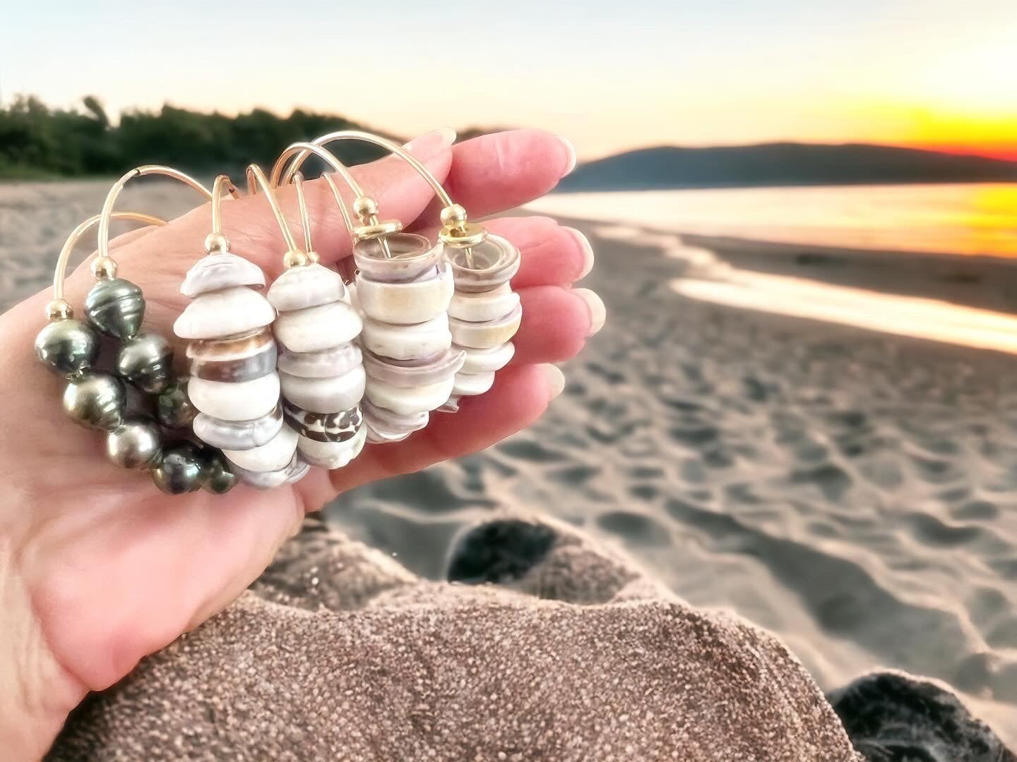 Large Puka Shell Hoops - Light
