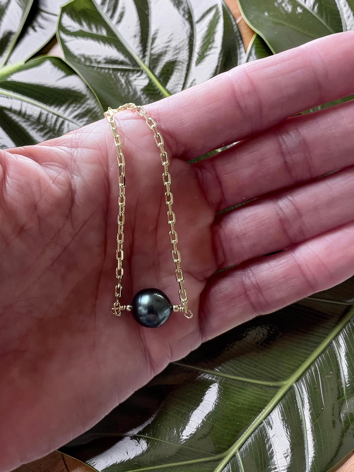 Jungle Green Tahitian Chain Bracelet