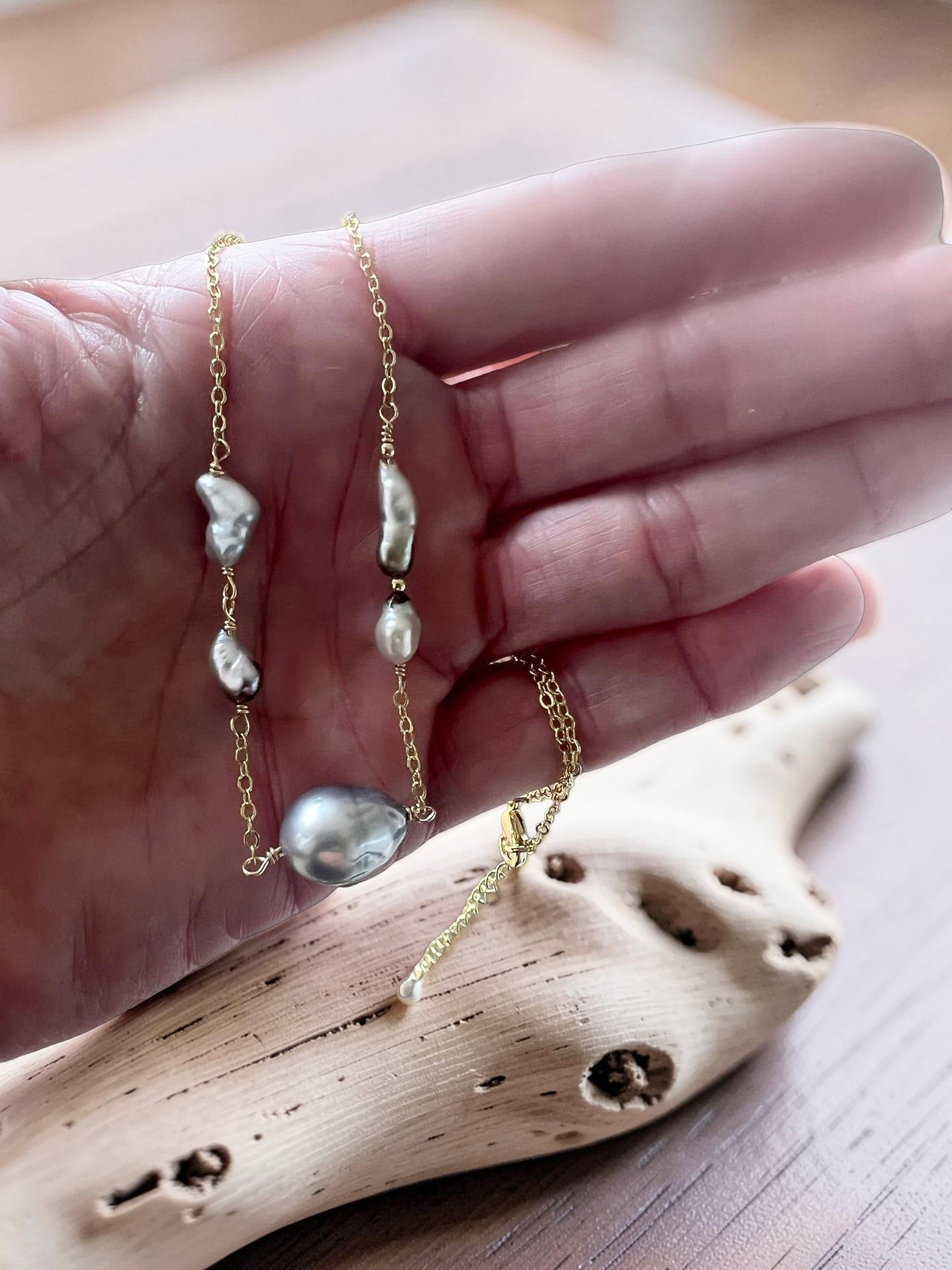Silver Keshi Chain Necklace