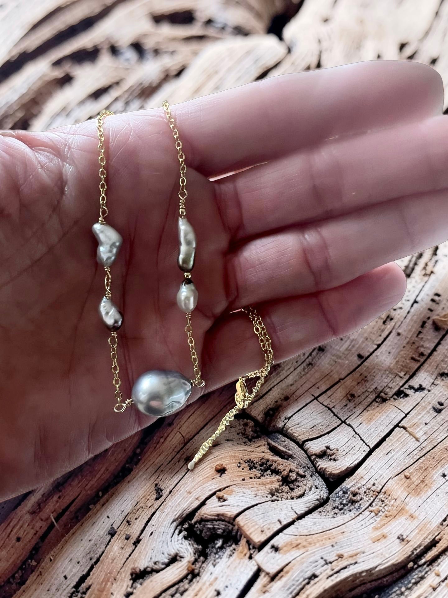 Silver Keshi Chain Necklace