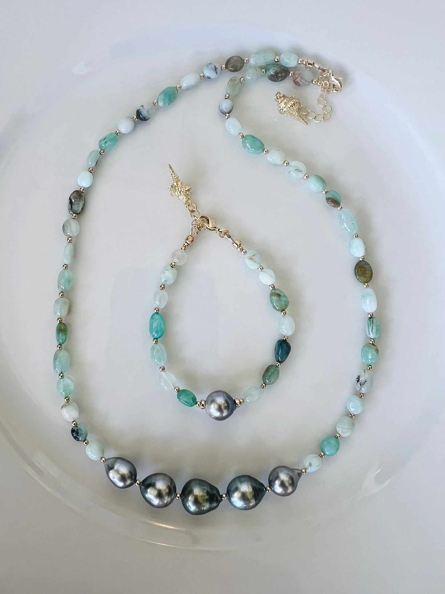 Tahitian & Blue Opal Necklace