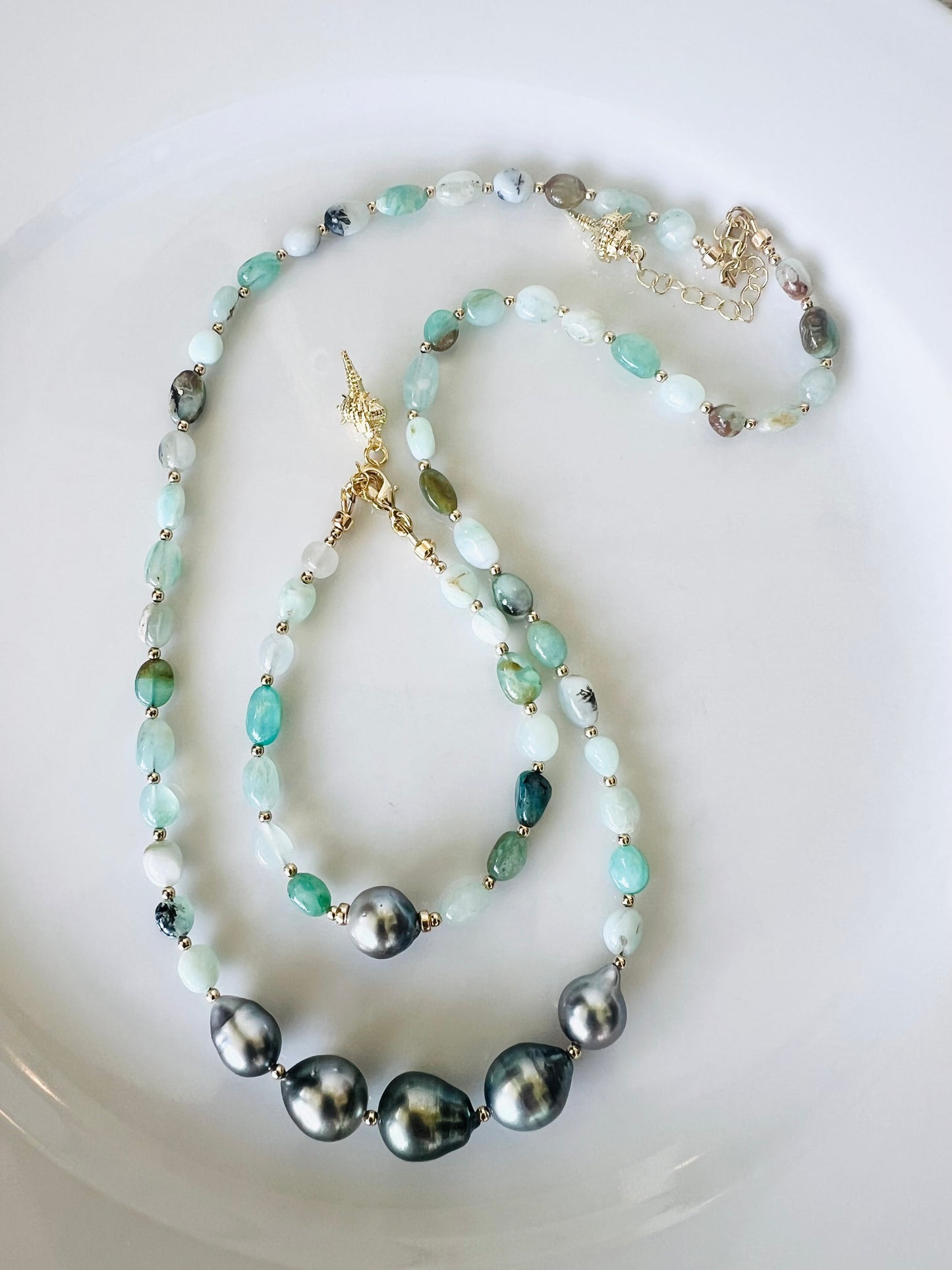 Tahitian & Blue Opal Necklace