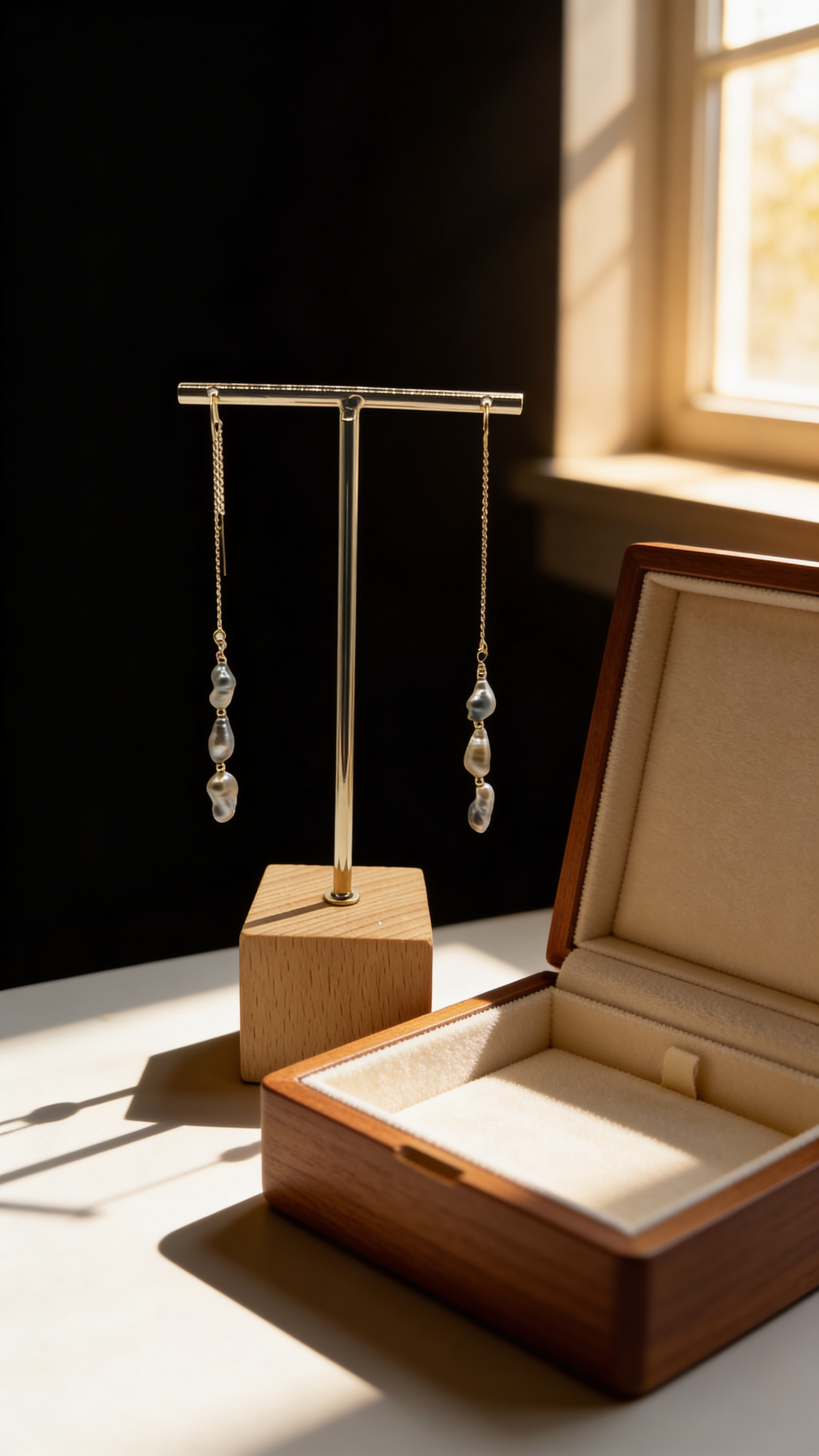 Silver Keshi Threader Earrings