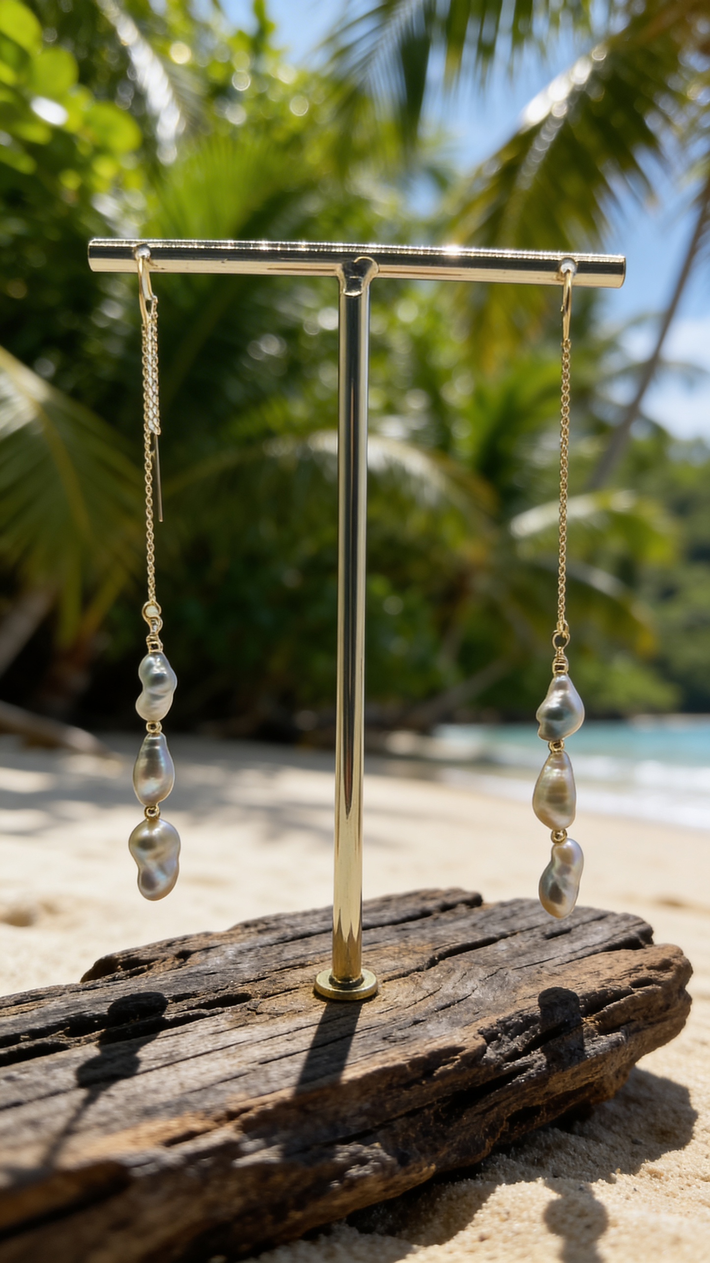 Silver Keshi Threader Earrings