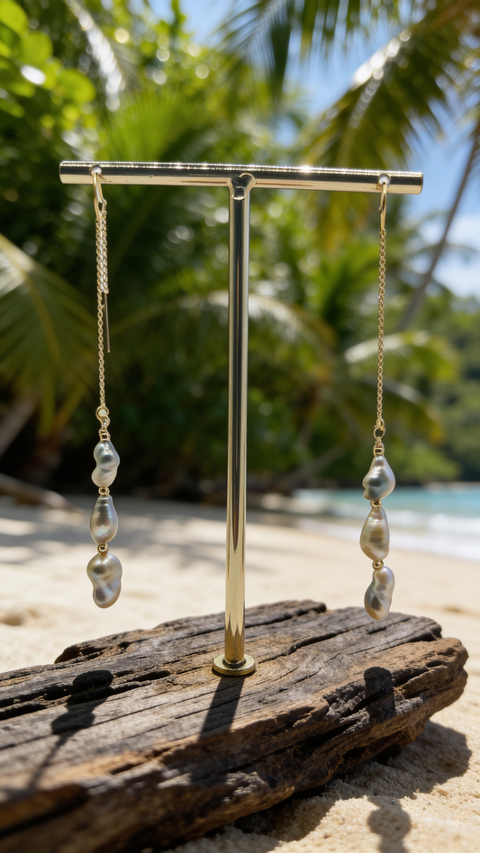 Silver Keshi Threader Earrings