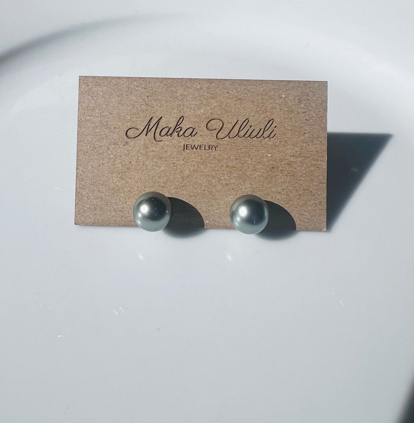 Seafoam Blue Tahitian Stud Earrings
