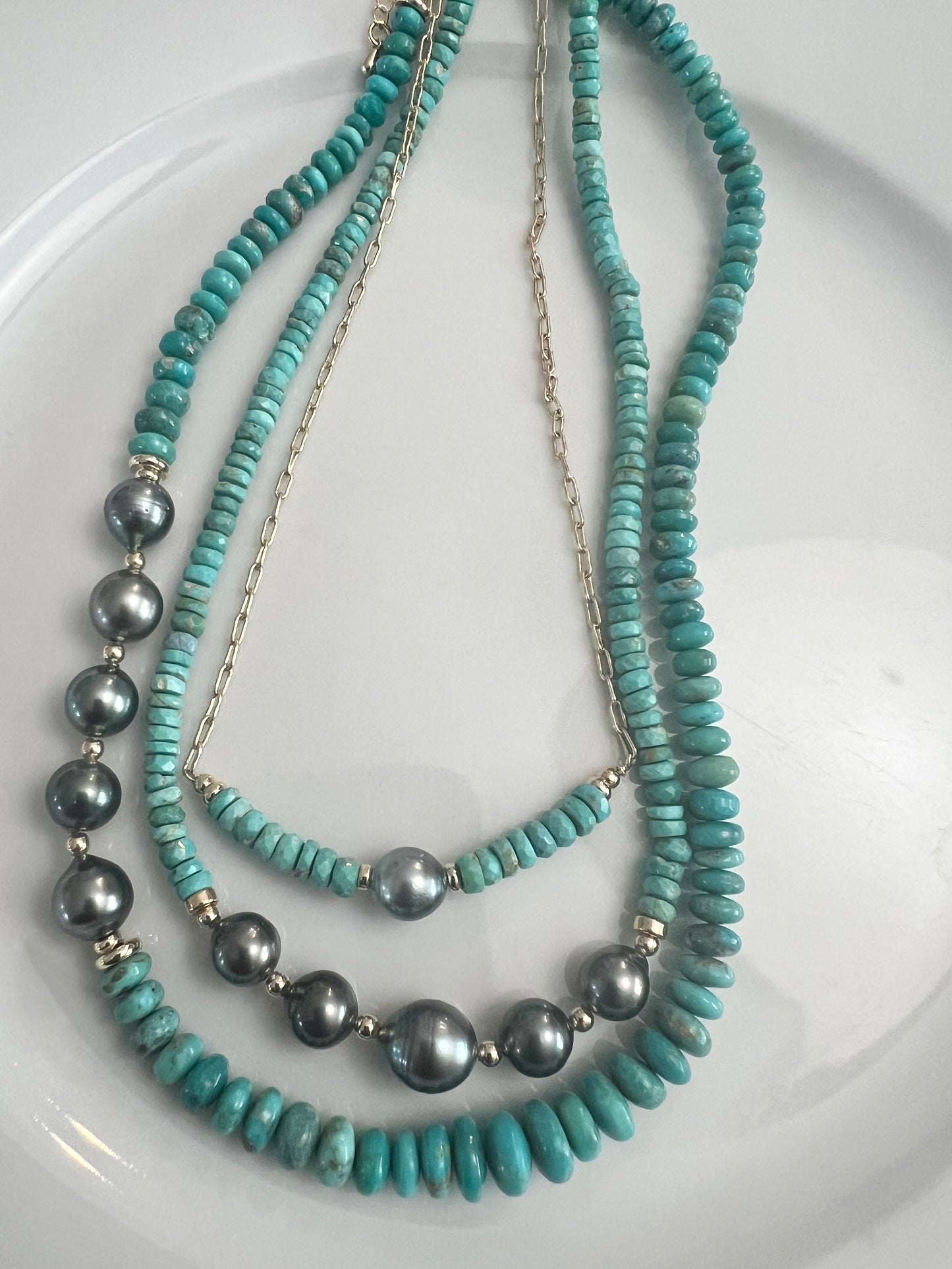 Turquoise & Tahitian Chain Necklace