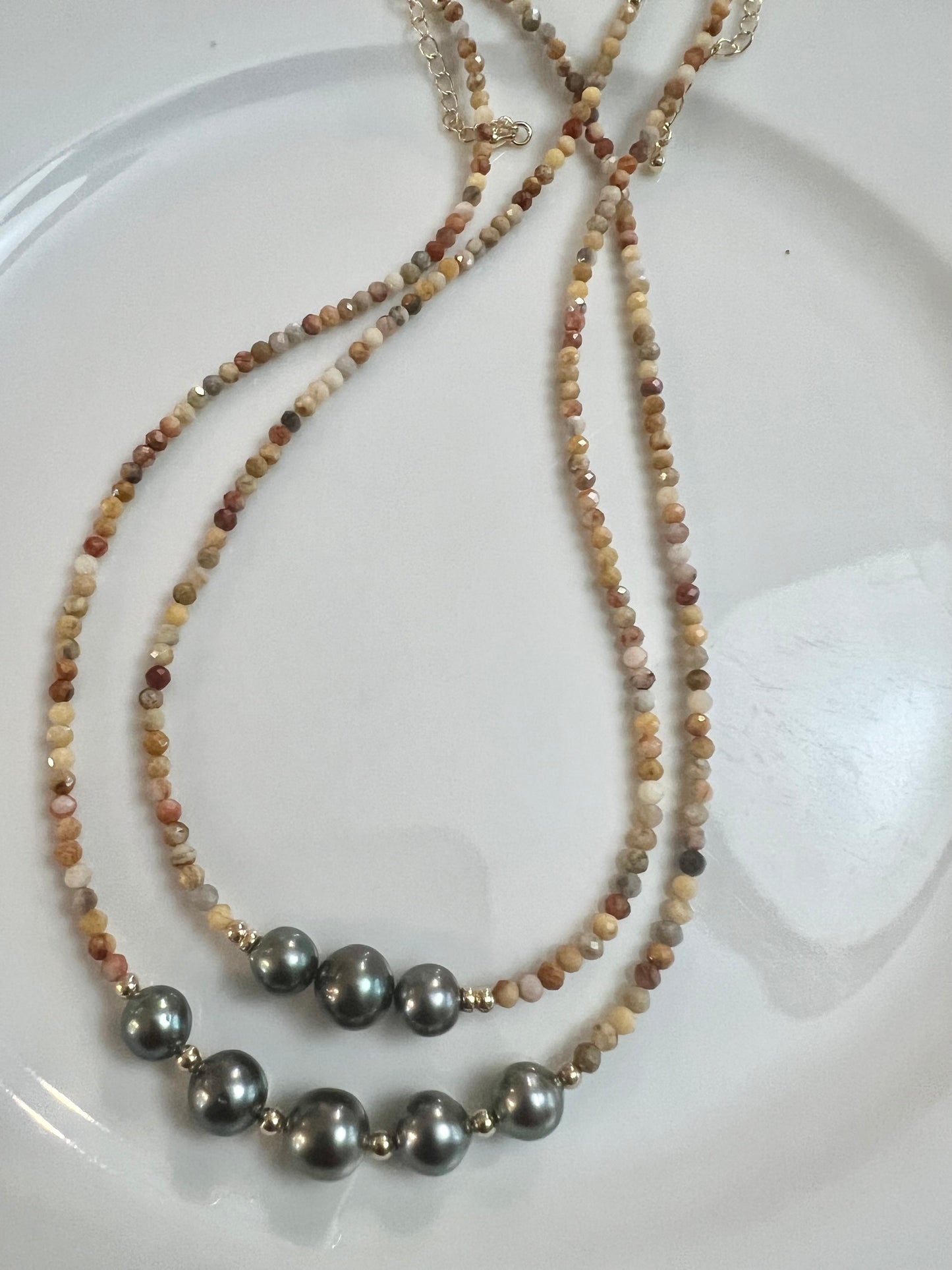 Fire Agate & Tahitian Goddess Necklace