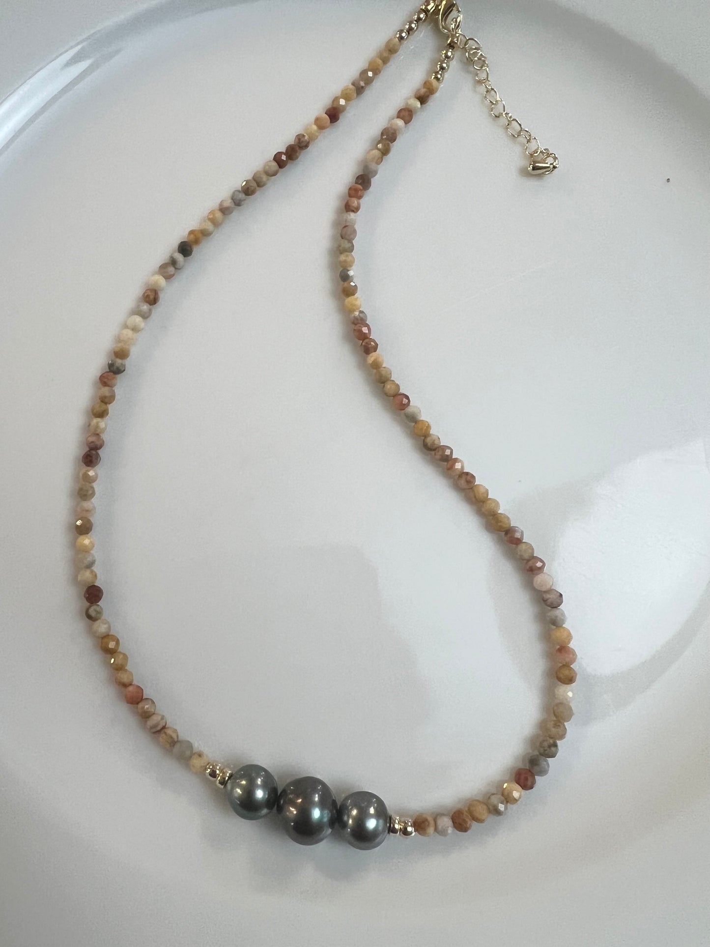 Fire Agate & Tahitian Princess Necklace
