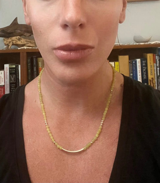 Olive Jade Bar Necklace