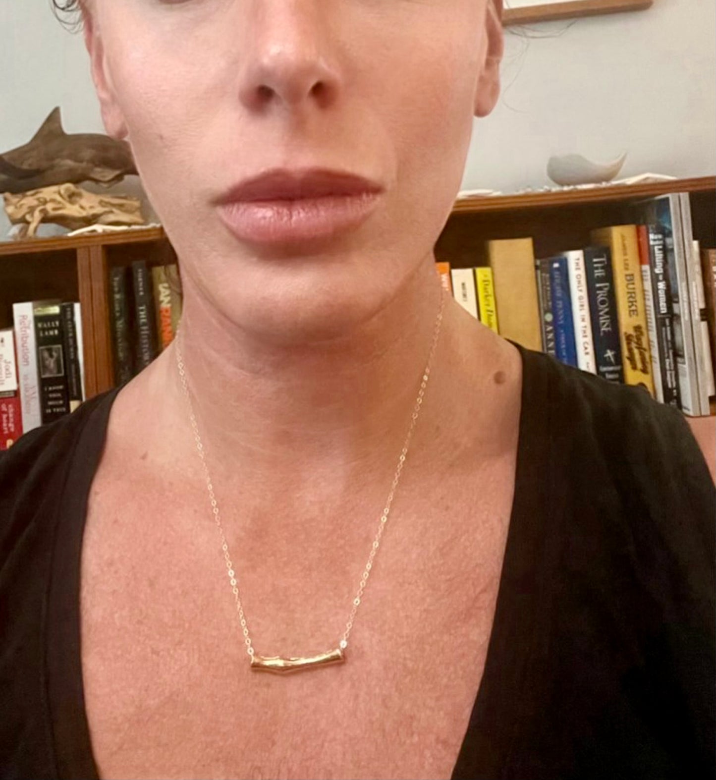 Gold Bamboo Bar Necklace