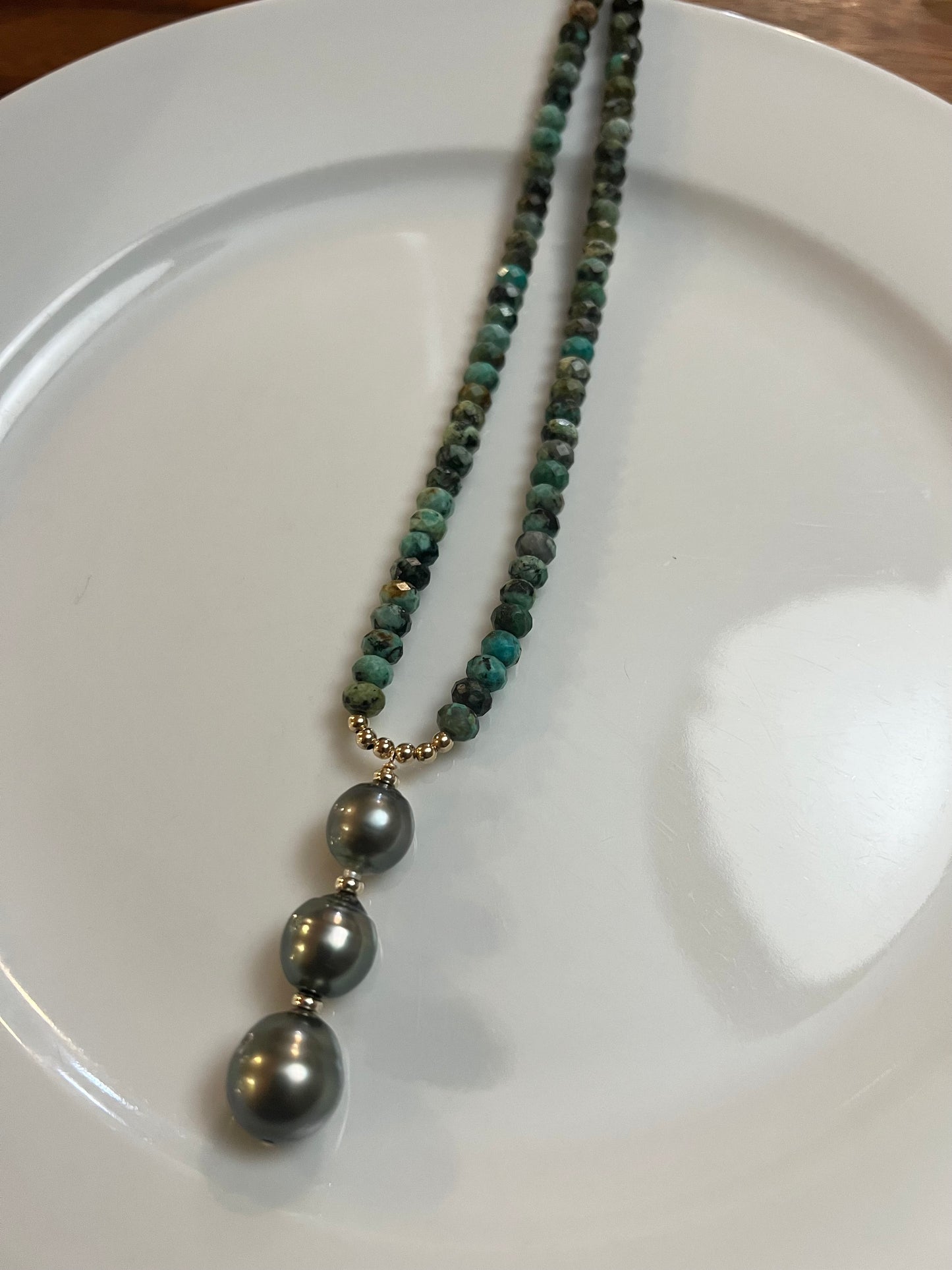 Turquoise & Triple Tahitian Necklace