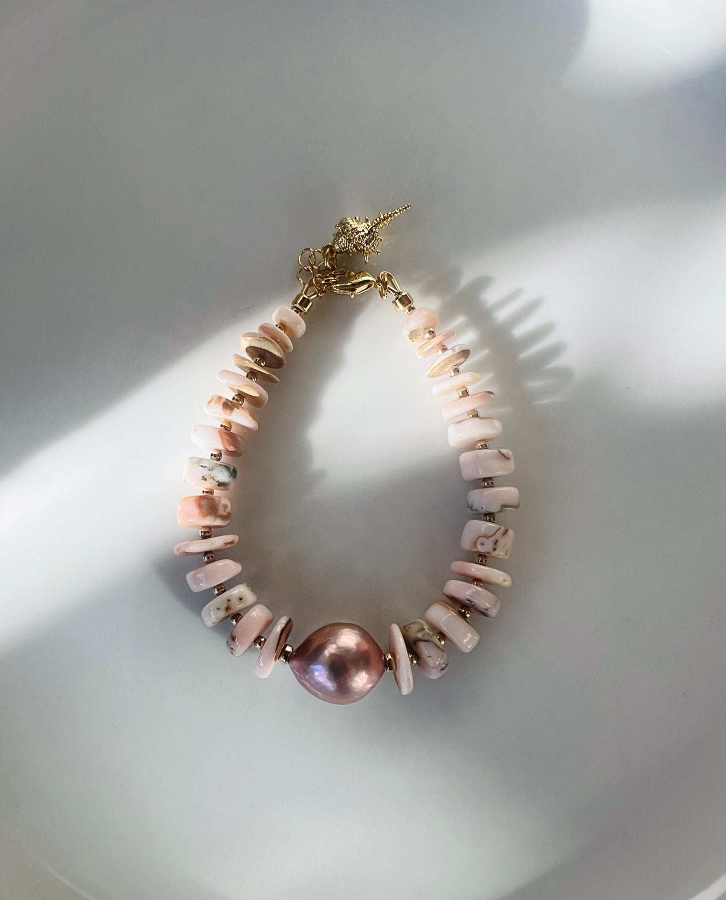 Fireball Pearl & Pink Opal Bracelet