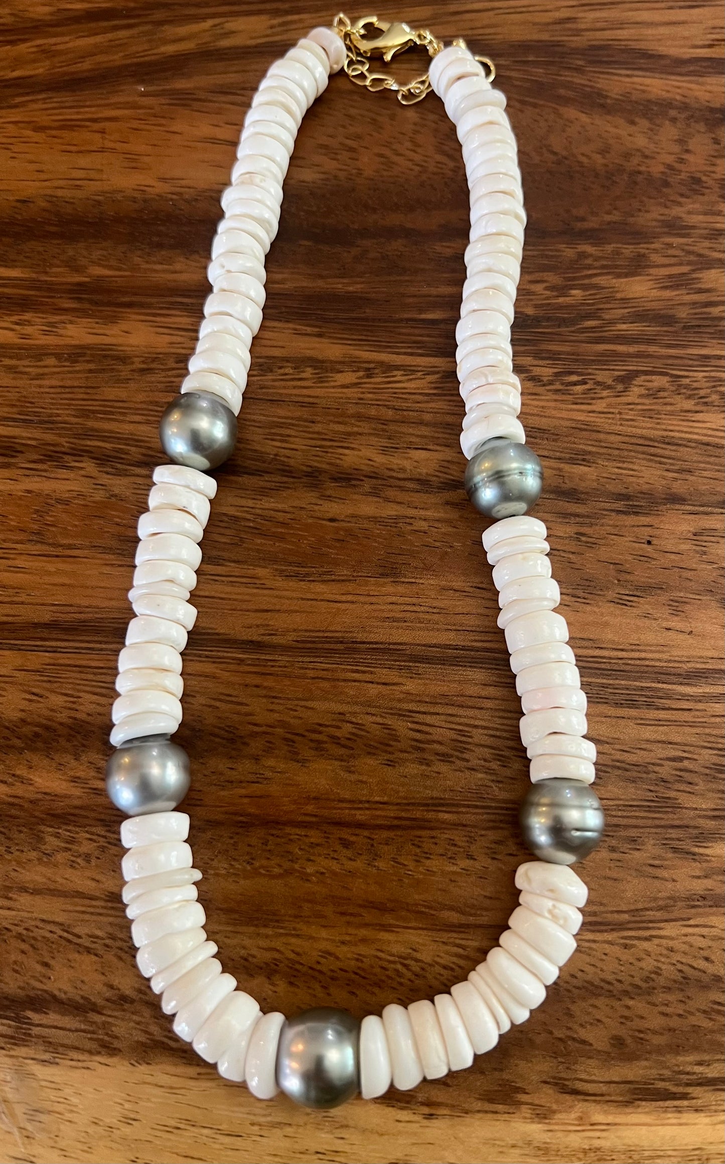 Silver Tahitian Puka Shell Necklace