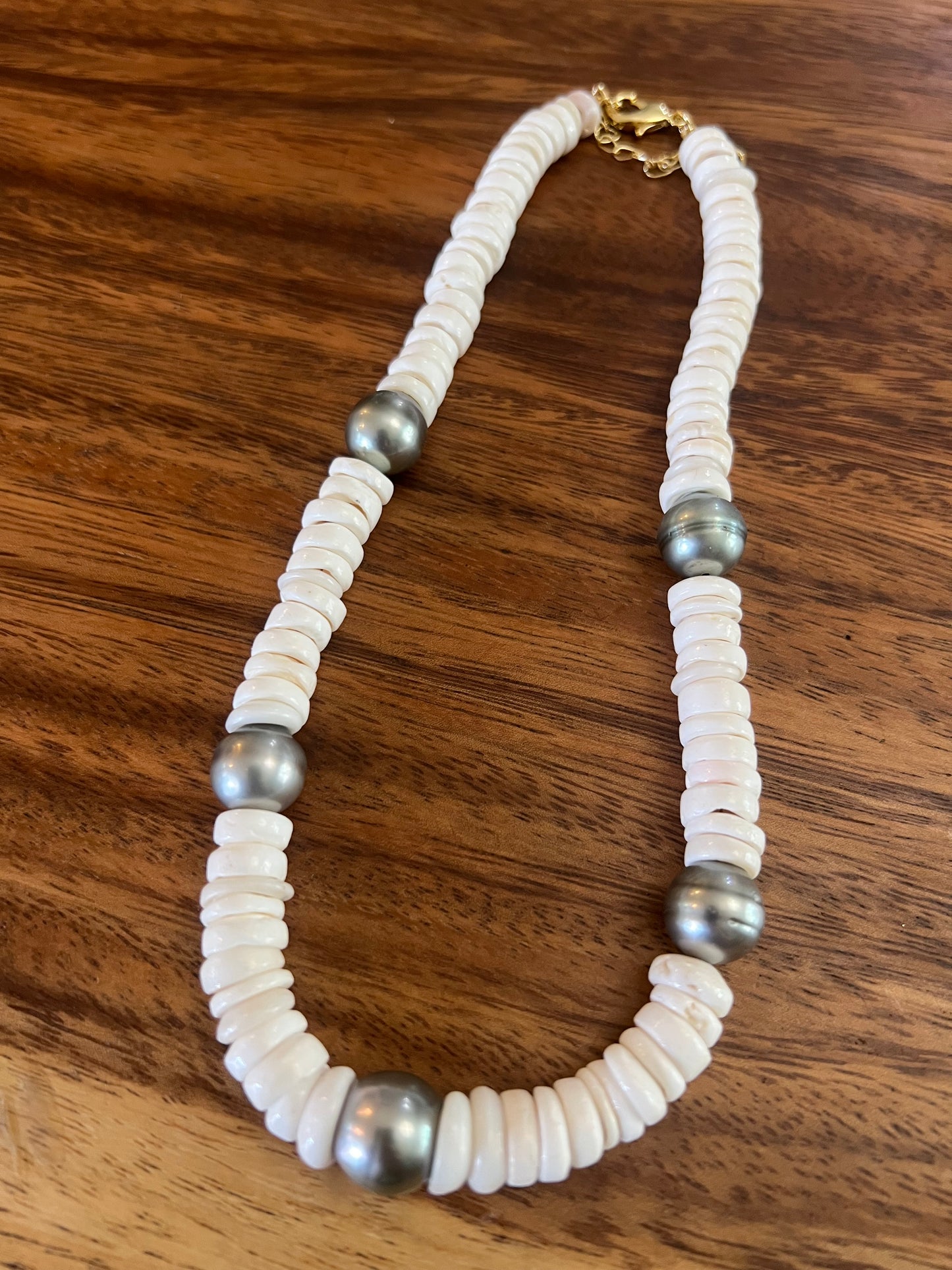 Silver Tahitian Puka Shell Necklace