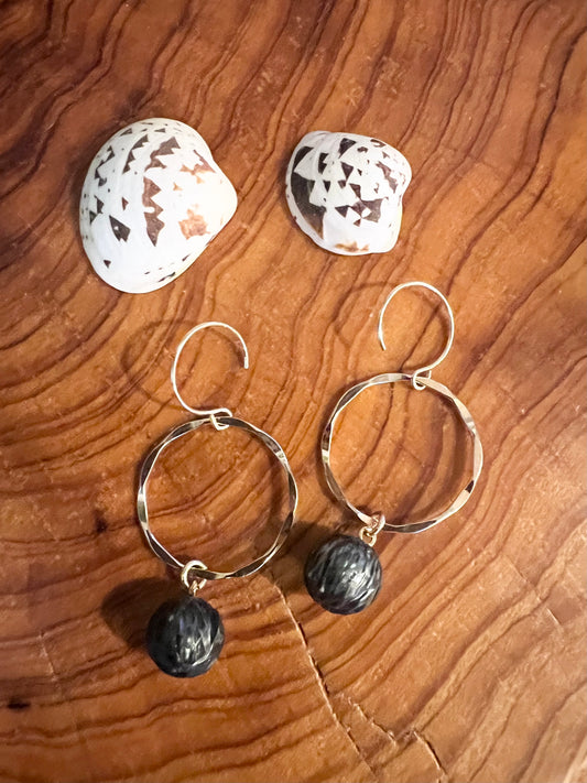 Carved Tahitian Hoop Earrings