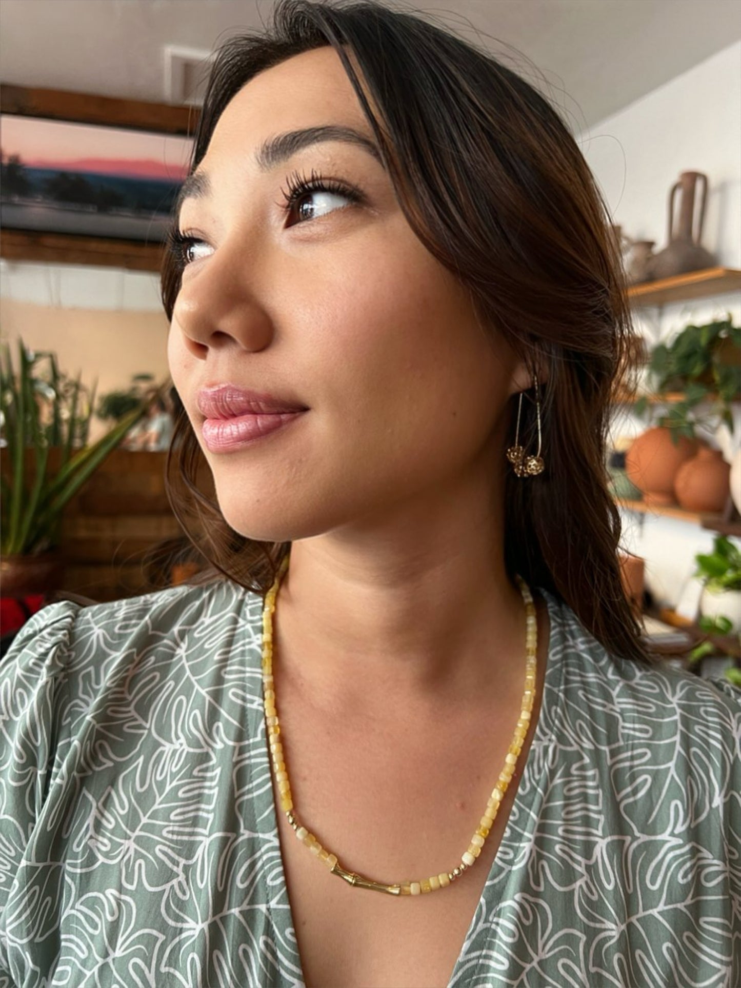Peruvian Opal Bamboo Bar Necklace