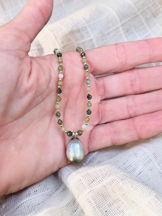 Tahitian & Jade Pendant