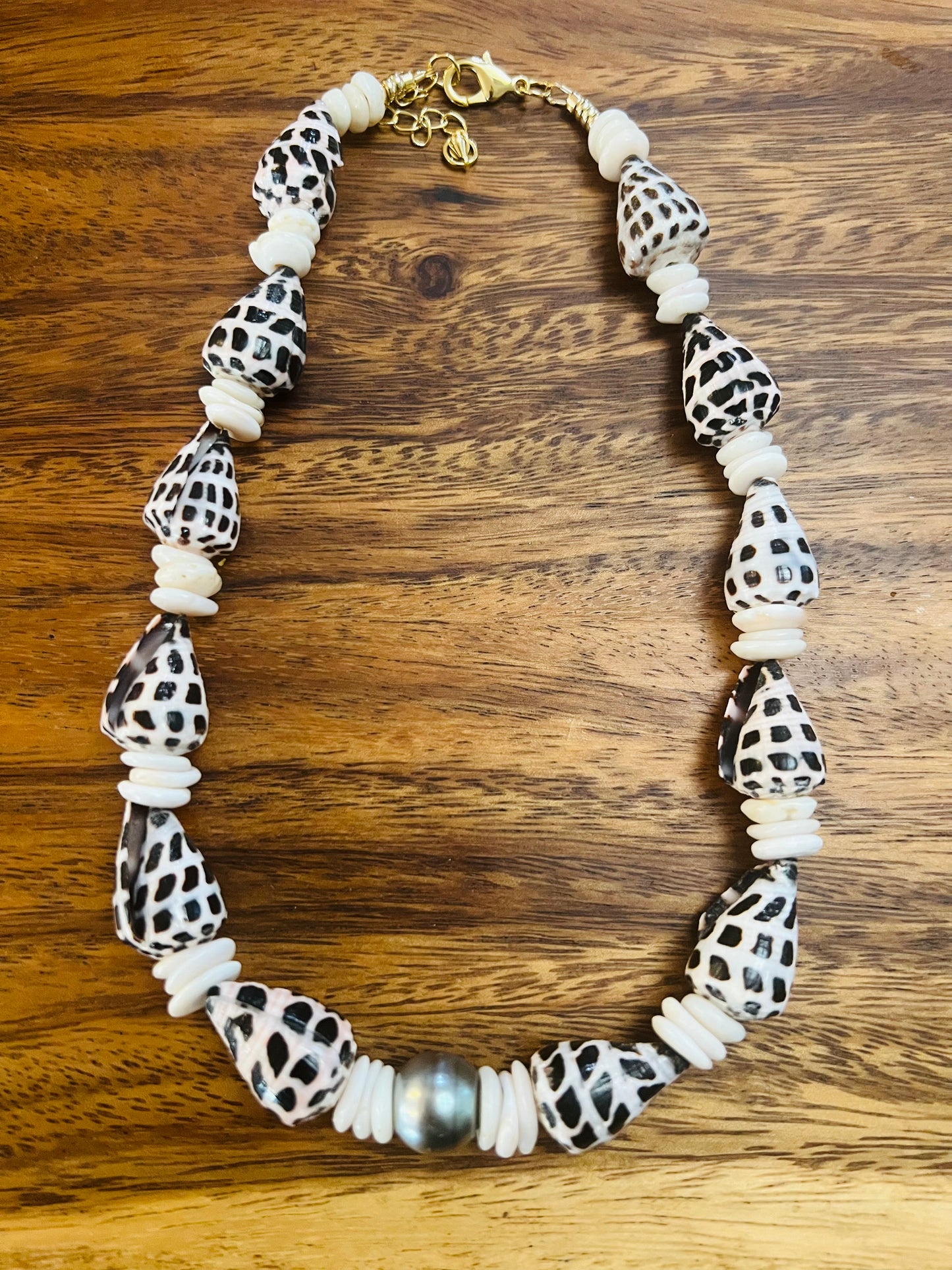 Tahitian Hebrew Cone & Puka Shell Necklace