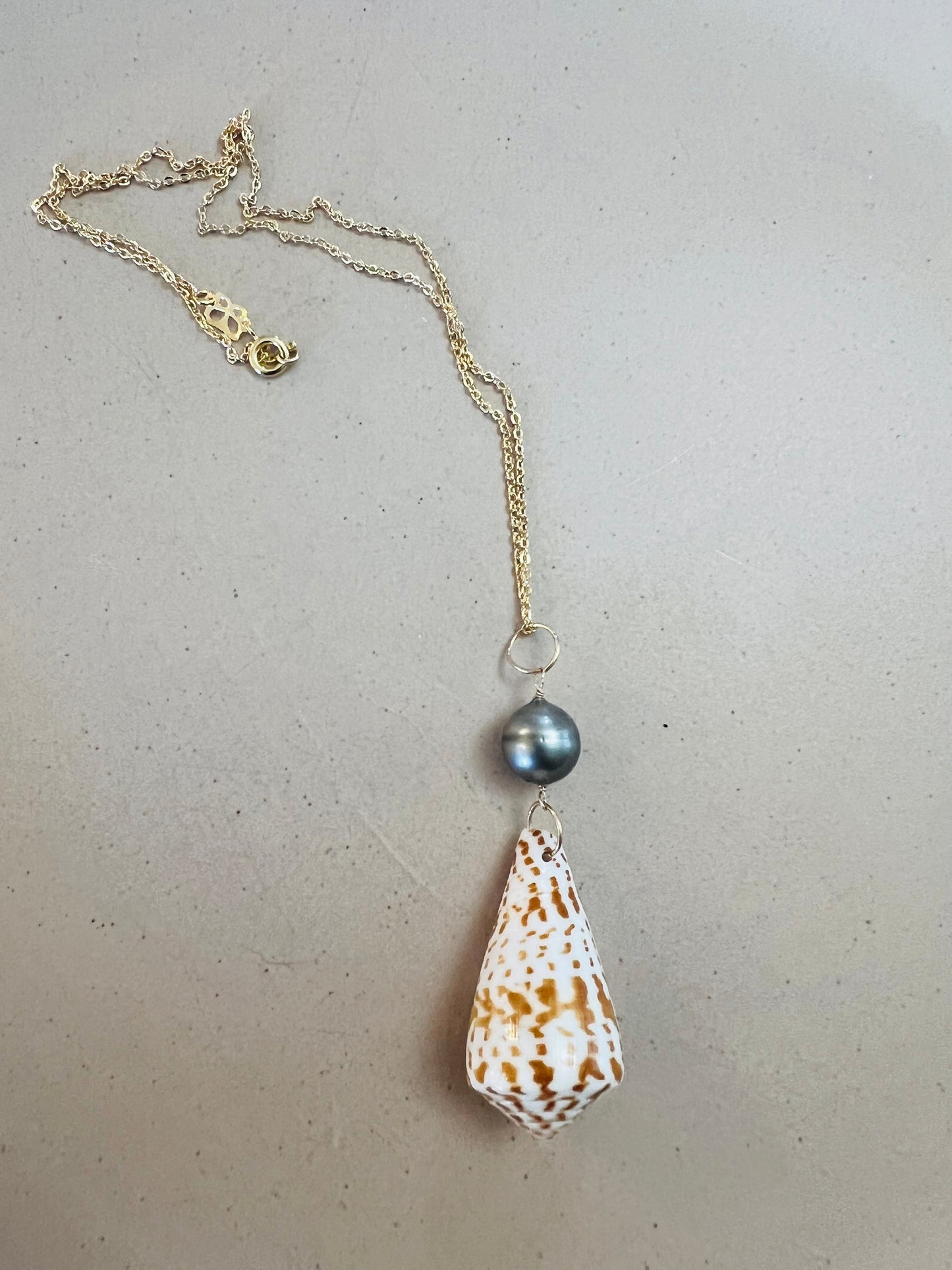 Alphabet Cone Shell & Tahitian Pearl Necklace