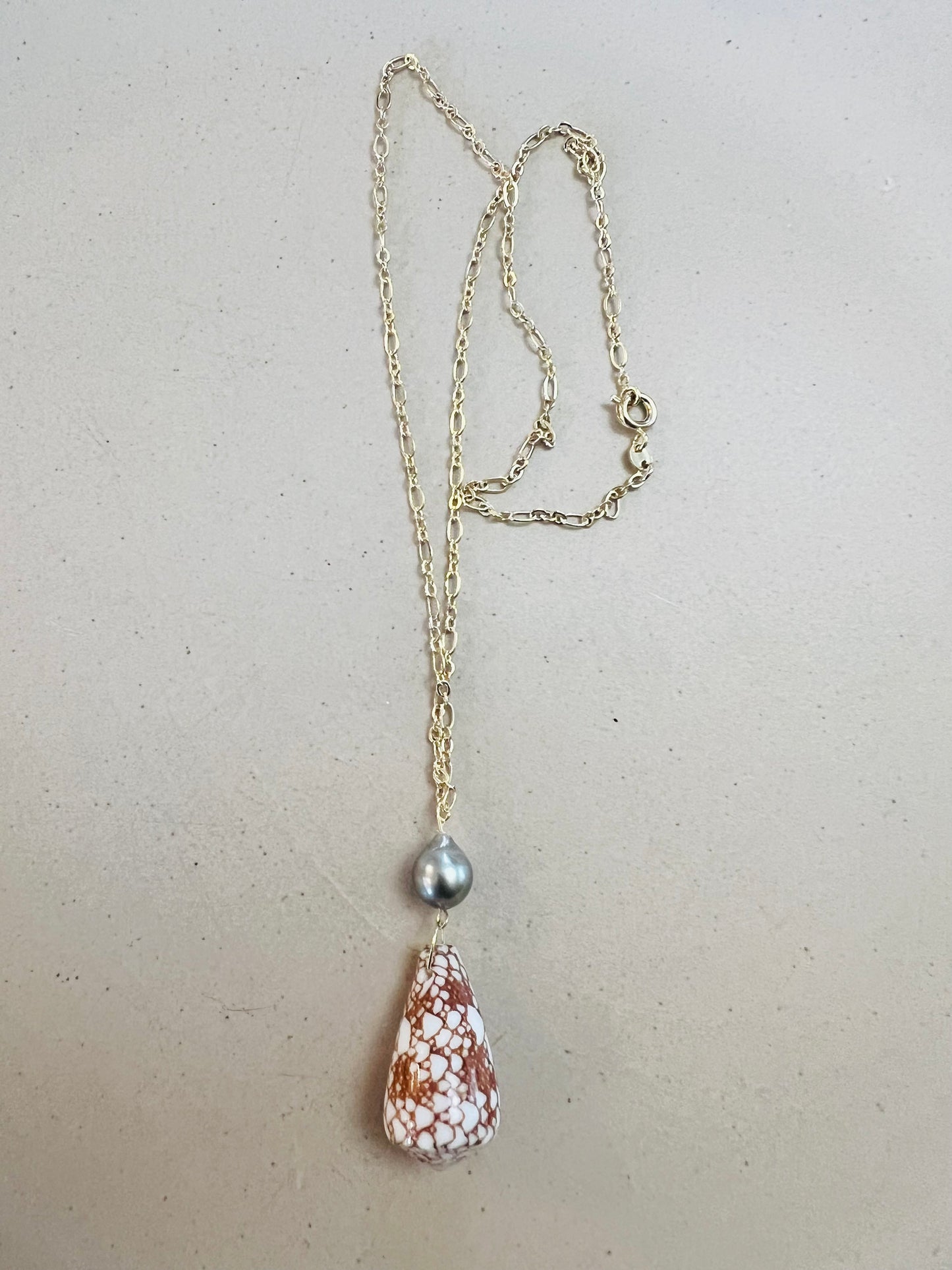 Penniform Cone Shell & Tahitian Pearl Necklace