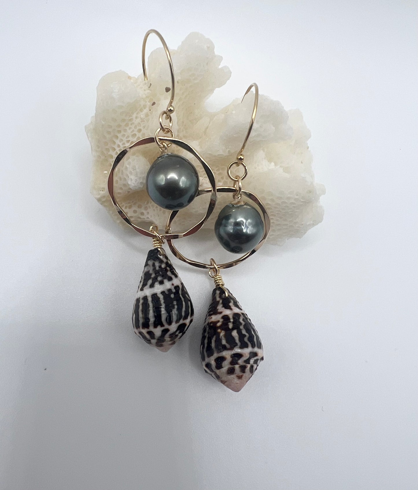 Tahitian & Chaldean Cone Earrings