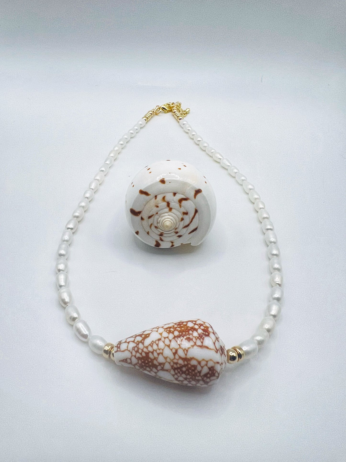 Penniform Cone Shell & Pearl Necklace