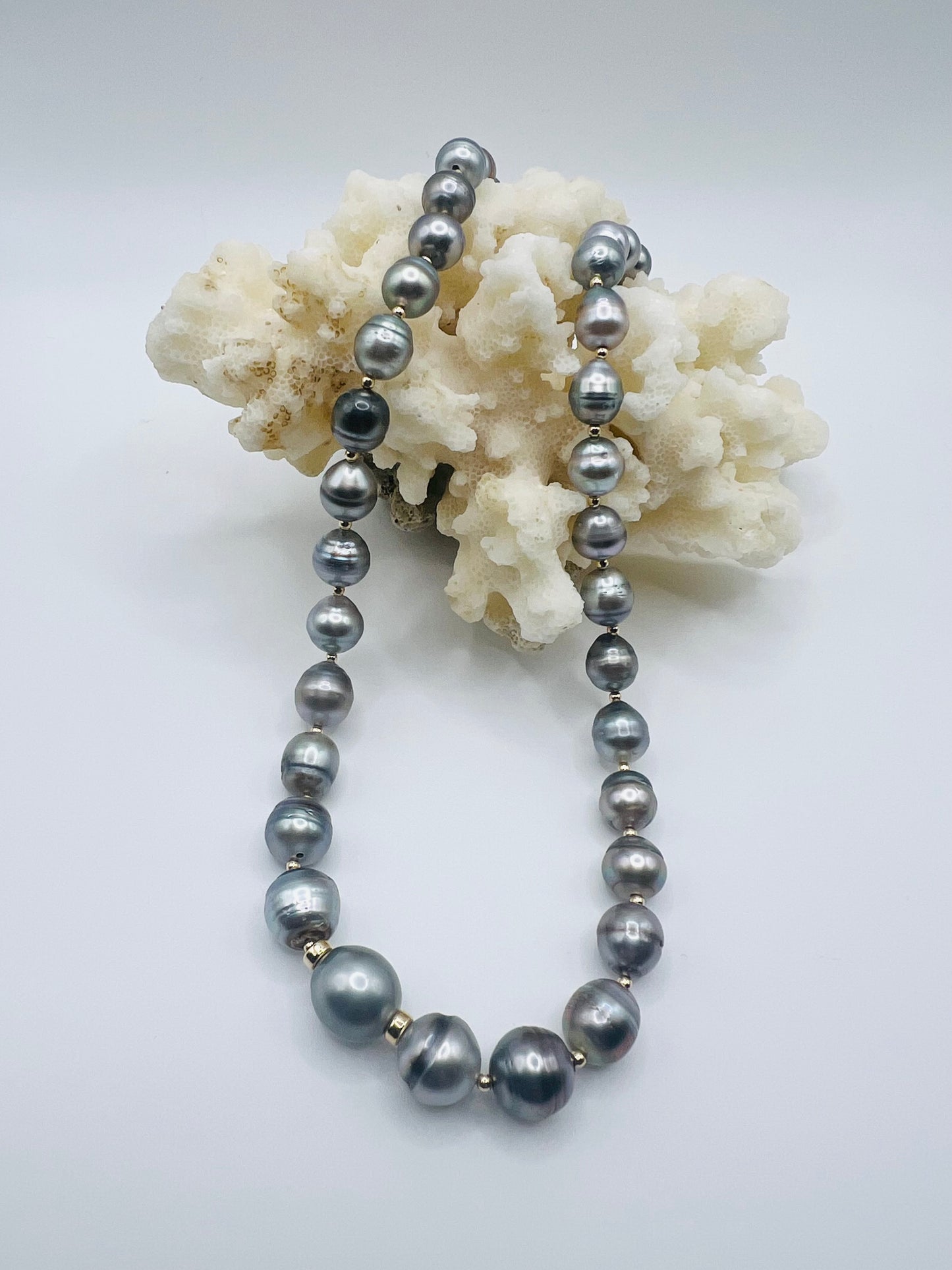 Baroque Silver Tahitian Strand Necklace