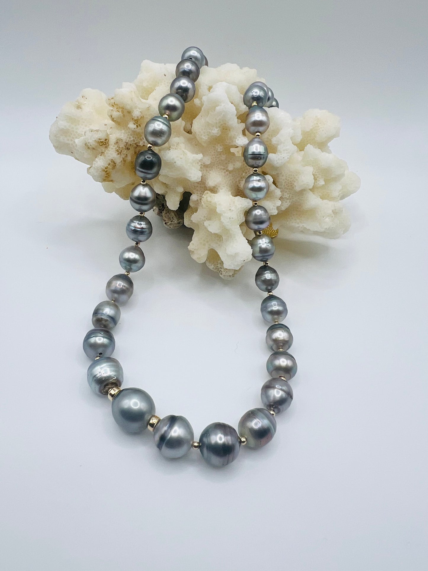 Baroque Silver Tahitian Strand Necklace