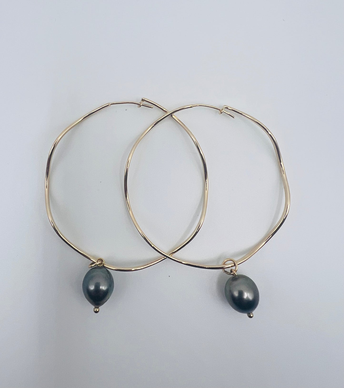Tahitian Pearl Wavy Hoops