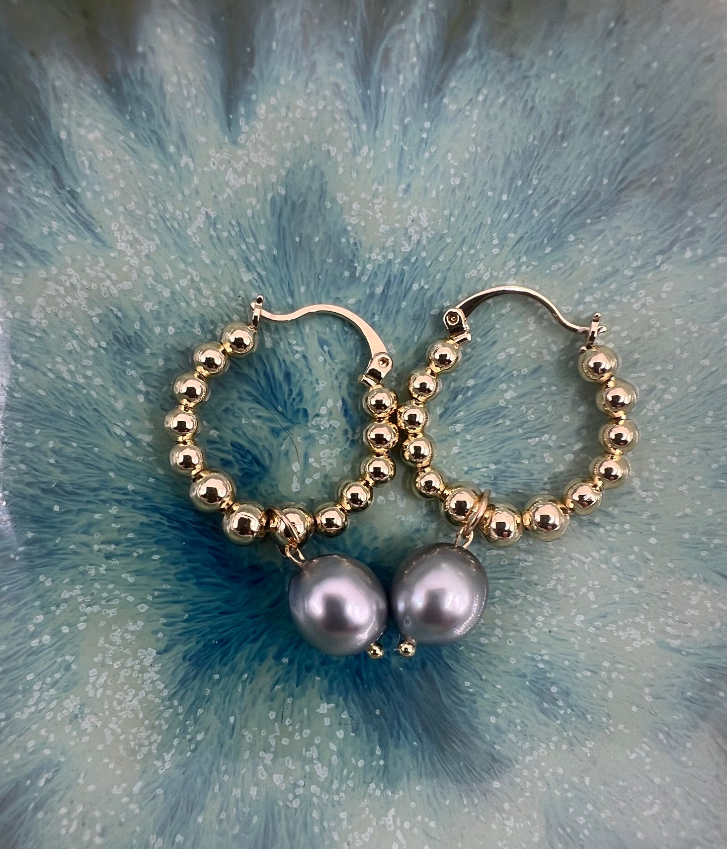 Tahitian Pearl Bubble Hoops