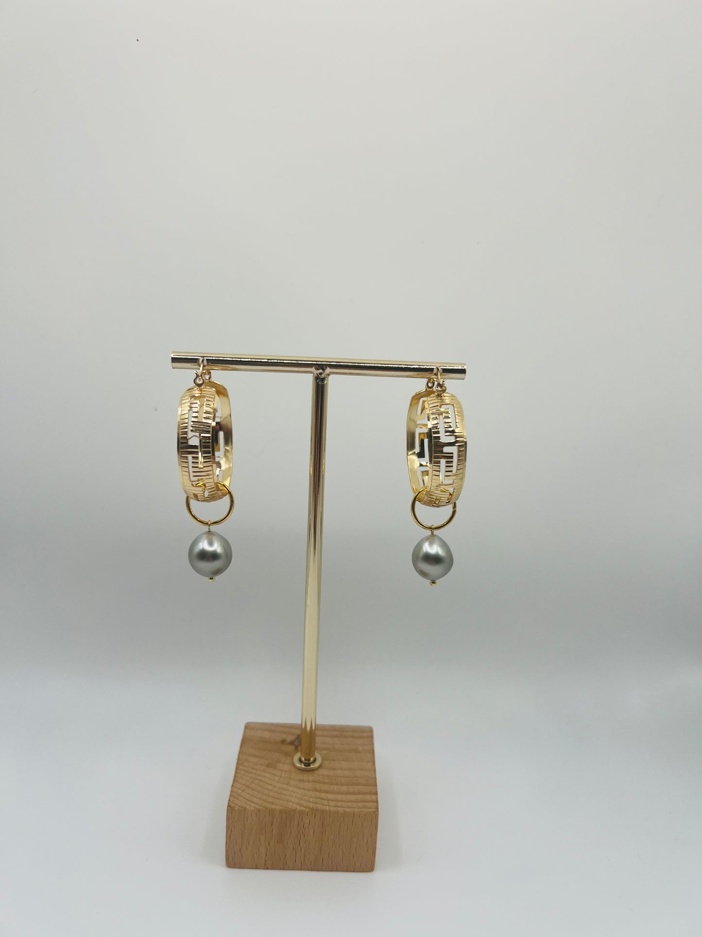 Tahitian Pearl Scroll Hoops