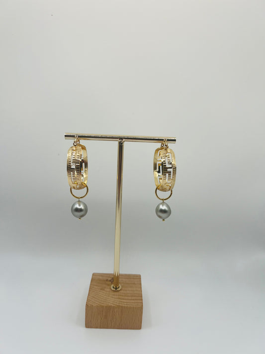 Tahitian Pearl Scroll Hoops
