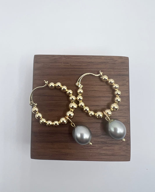 Tahitian Pearl Bubble Hoops