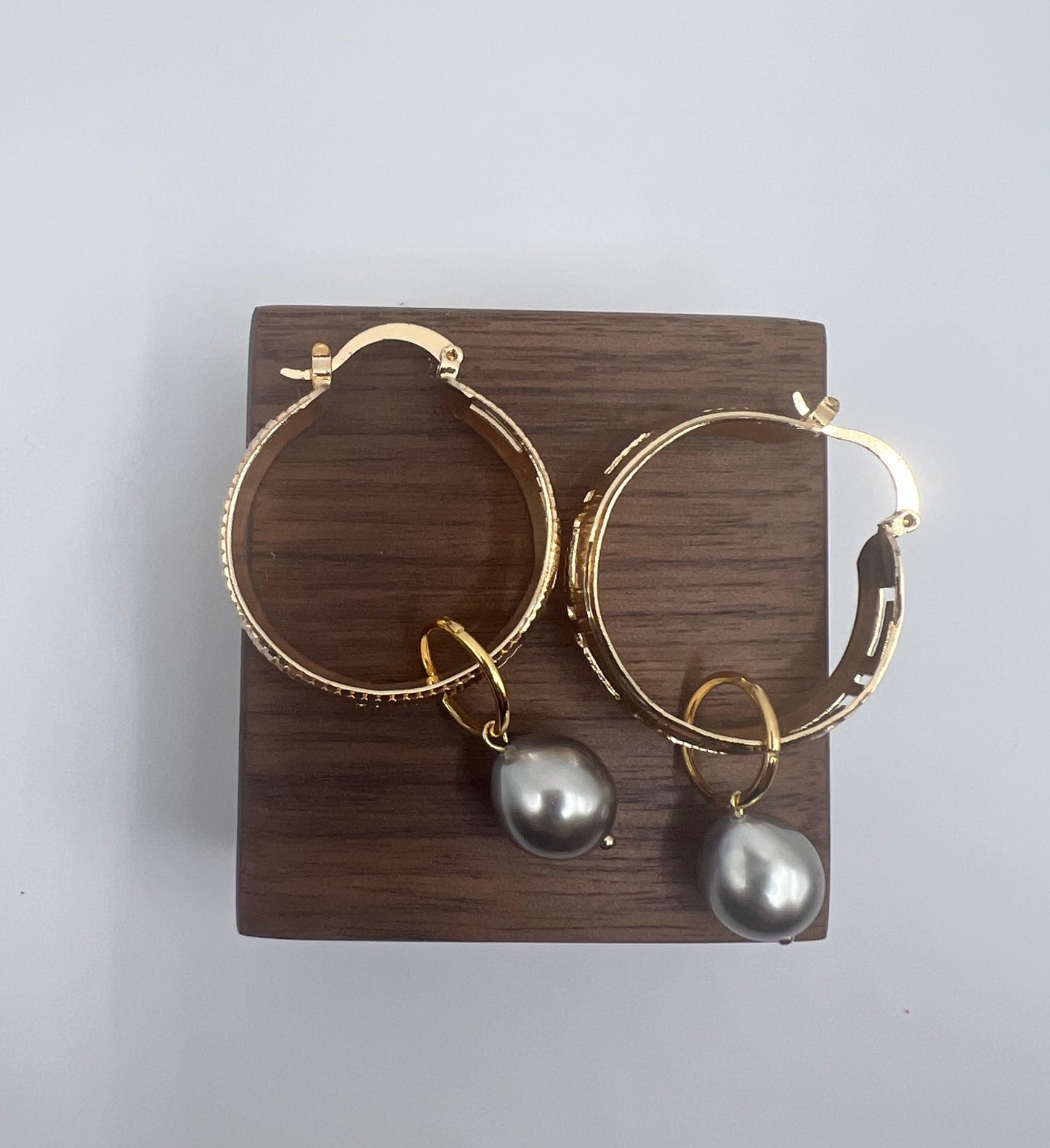 Tahitian Pearl Scroll Hoops