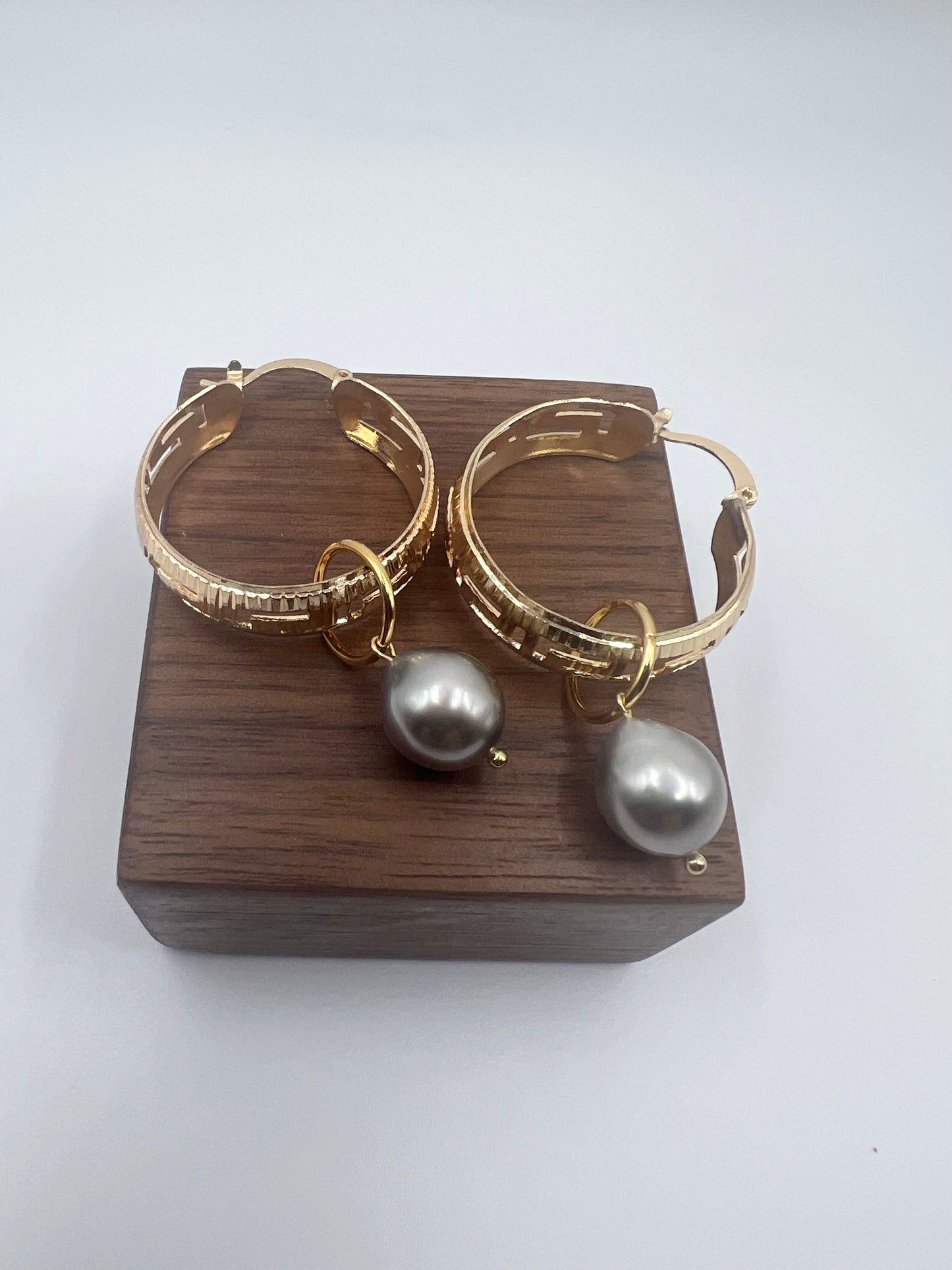 Tahitian Pearl Scroll Hoops