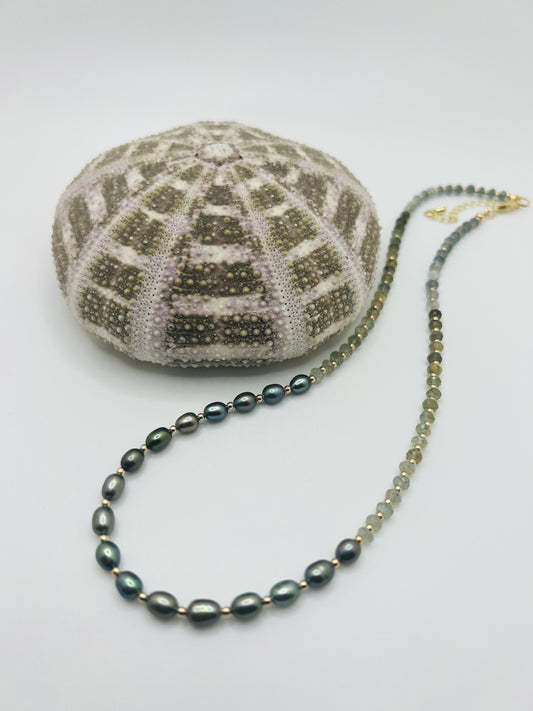 Freshwater & Aquamarine Necklace