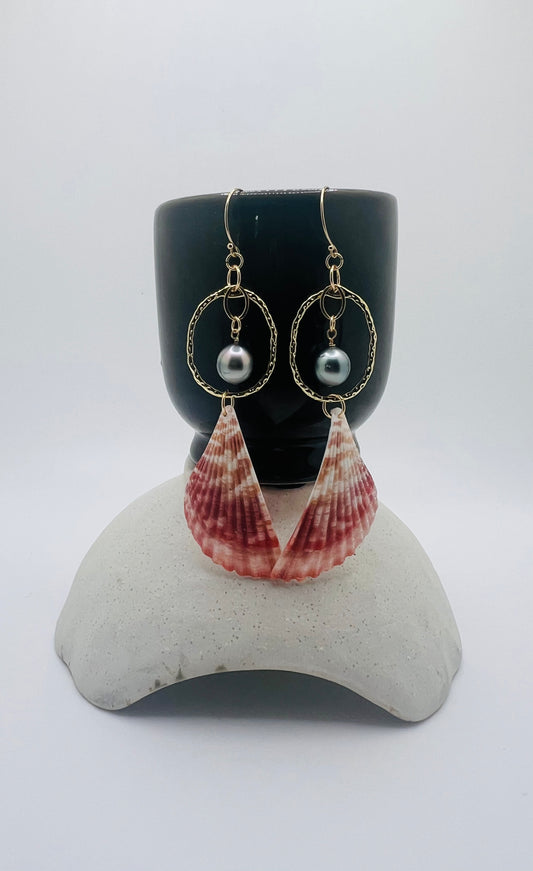 Tahitian Pearl Shell Hoop Earrings
