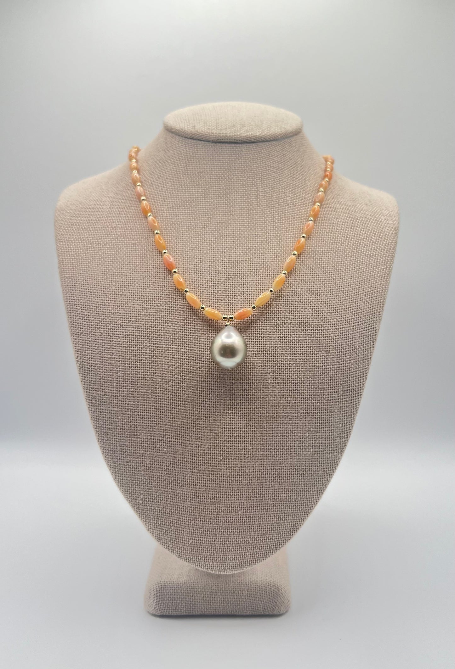 Tahitian & Coral Pendant Necklace