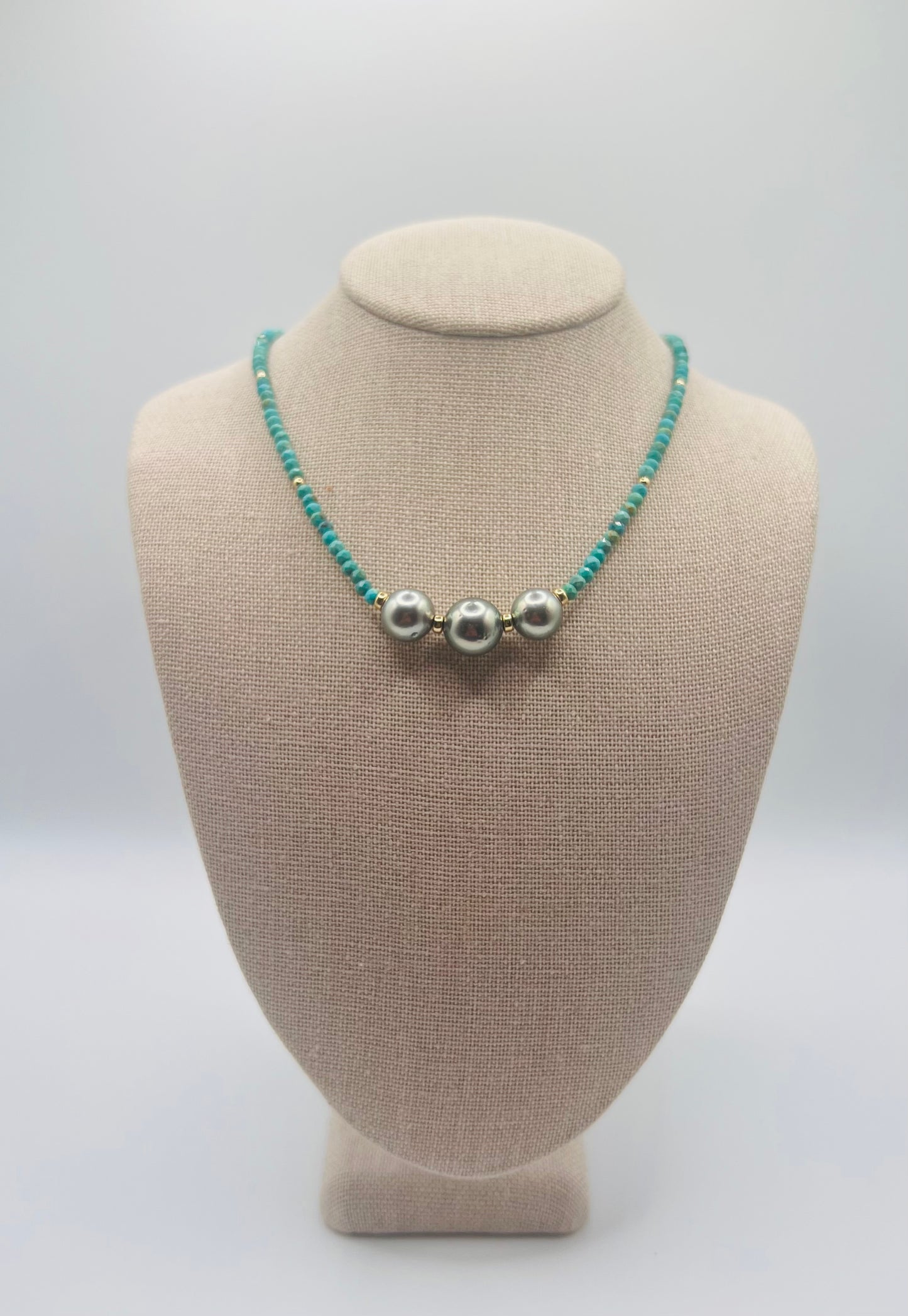 Turquoise & Silver Tahitians Necklace