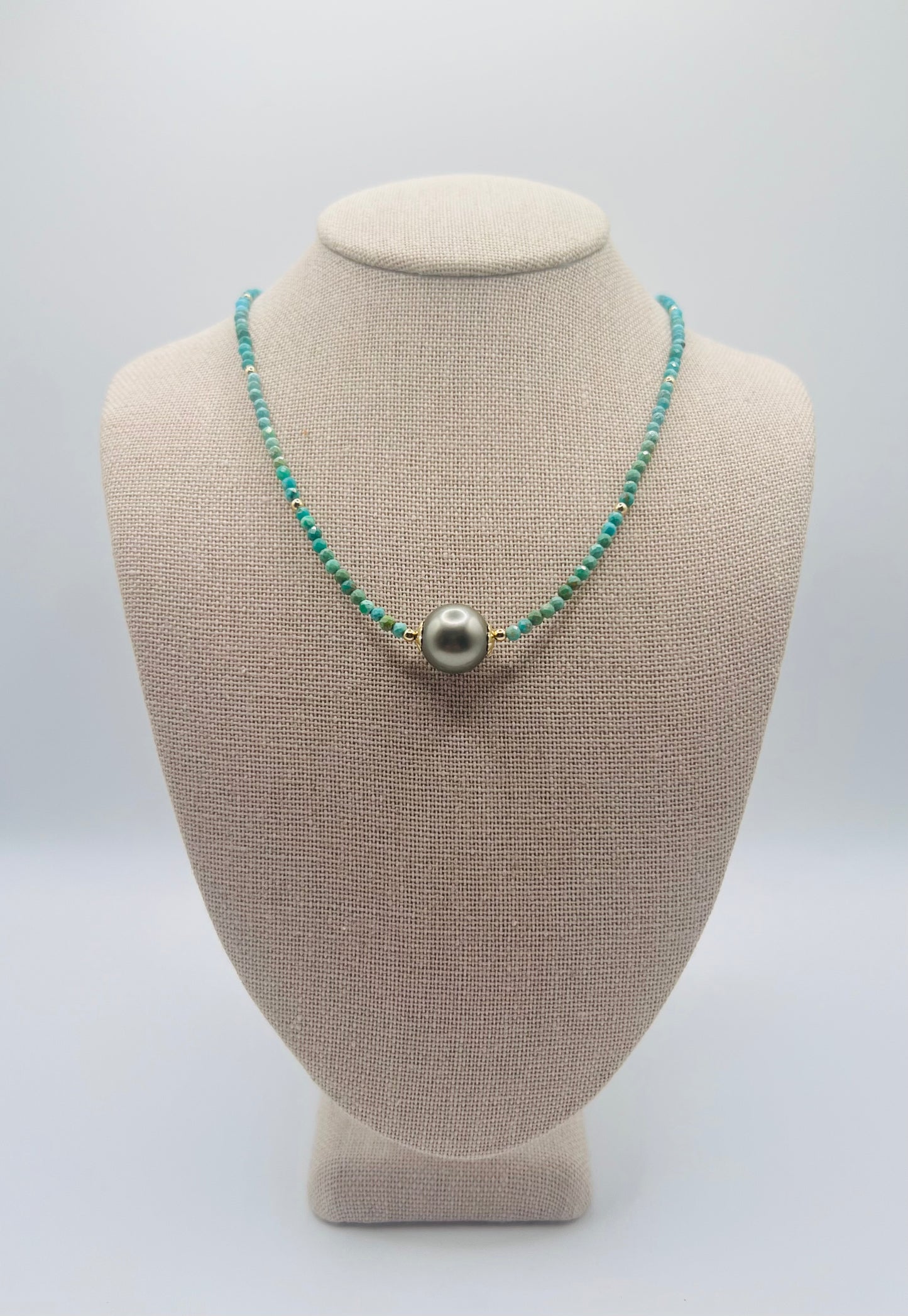 Tahitian & Turquoise Solitaire Necklace