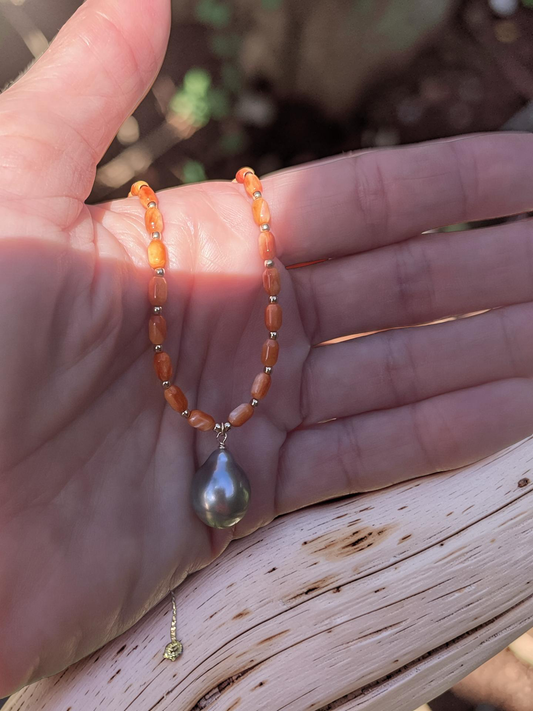 Spiny Oyster Tahitian Pendant Necklace