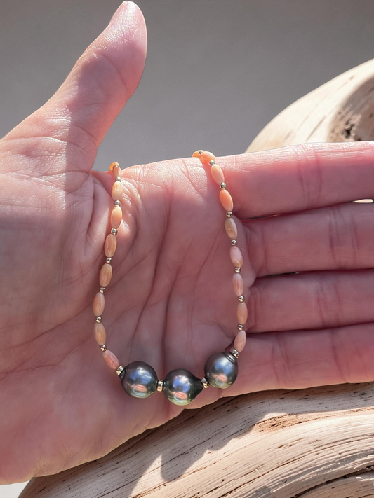 Tahitian & Coral  Necklace