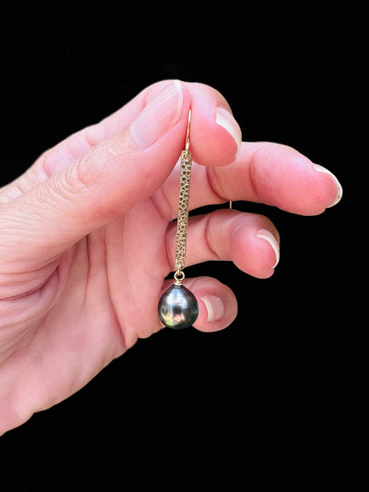 Tahitian Hammered Bar Earrings