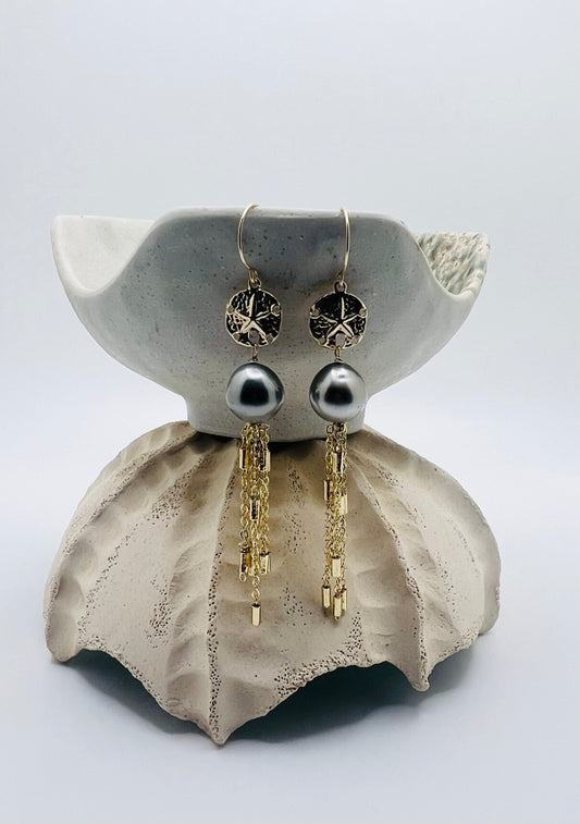 Sand Dollar Tassle Earrings