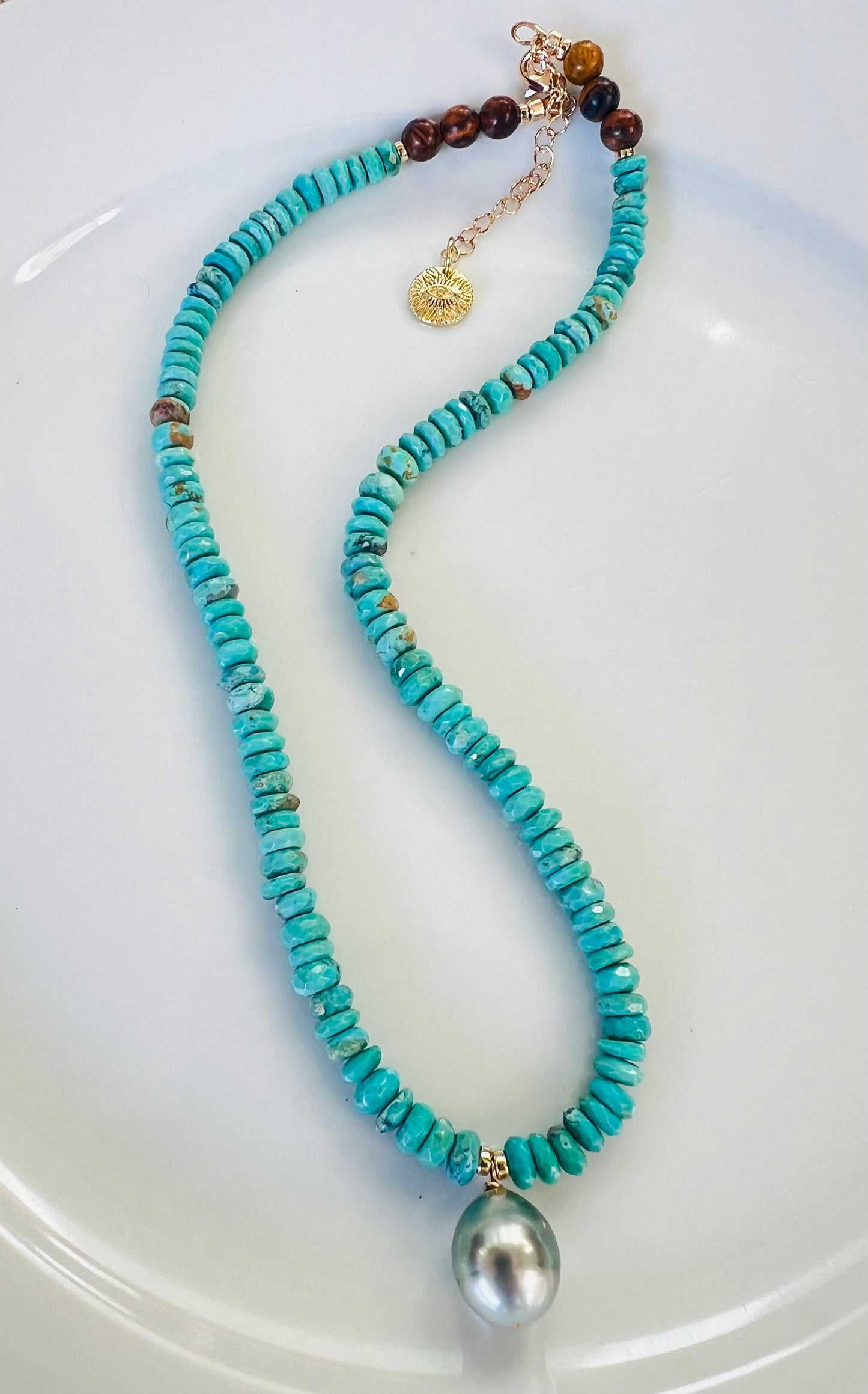 Tahitian & Turquoise Pendant Necklace