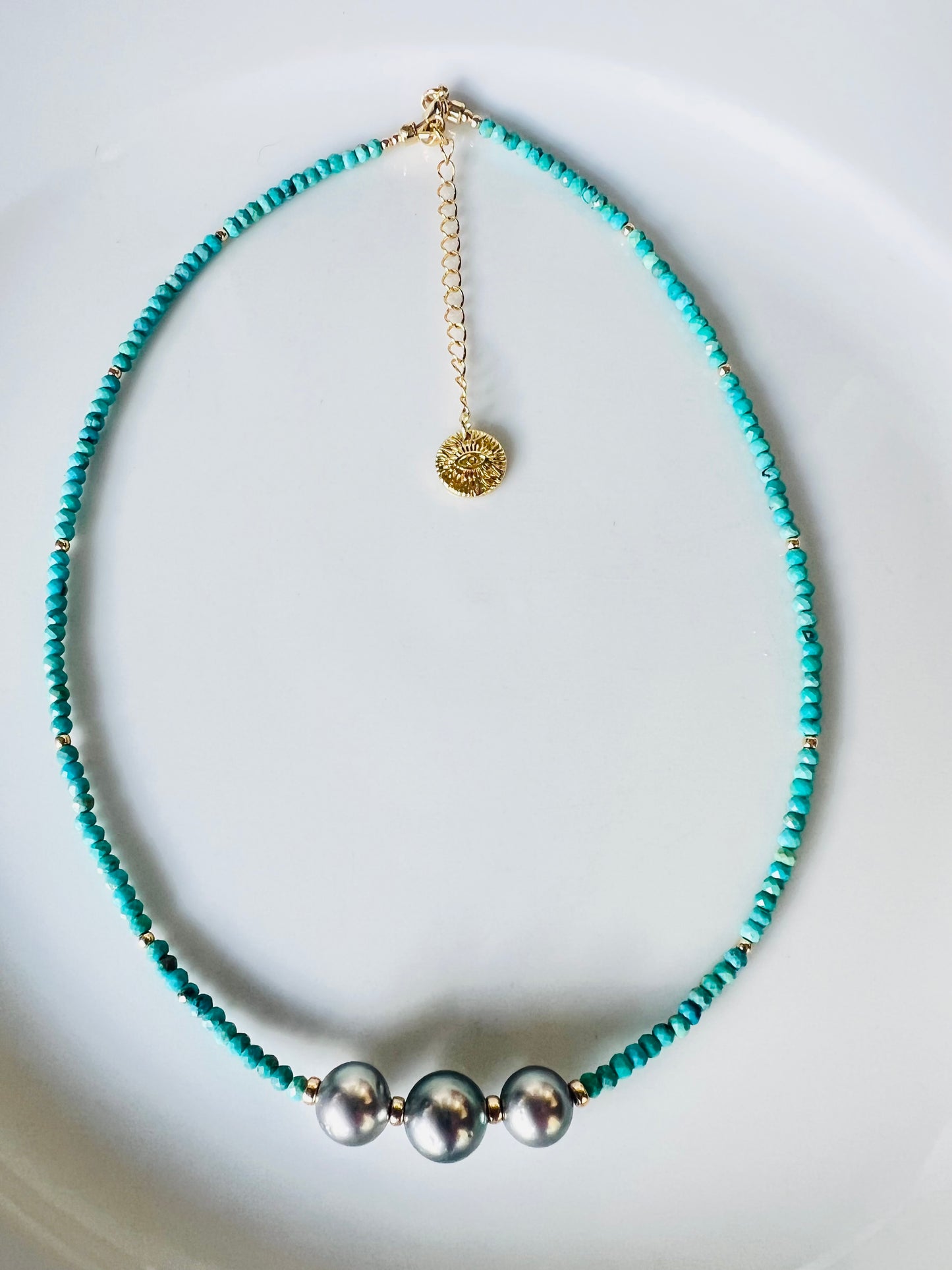 Turquoise & Silver Tahitians Necklace